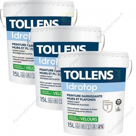 Pack de 3 peintures acryliques TOLLENS Idrotop Velours 15 L