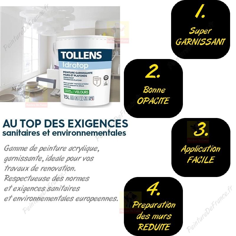 Pack De 3 Peintures Acryliques Tollens Idrotop Velours 15 L à 399