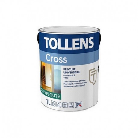 Peinture TOLLENS Cross Velouté universelle 4 en 1 BLANC 1L