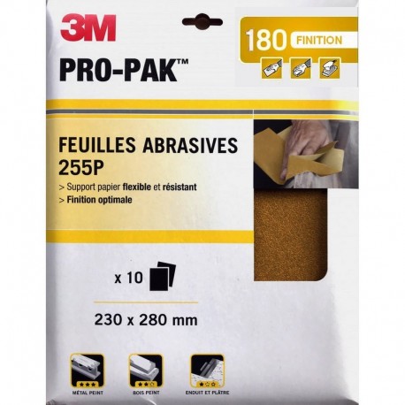 Feuilles abrasives x10 3M Flexible et résistant finition optimale