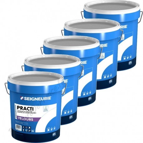 5x Peinture SEIGNEURIE Practi Velours BLANC 15L x5