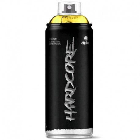 Bombe de peinture HARDCORE jet puissant et couvrant BRILLANTE 400 ml - Les  JAUNES 