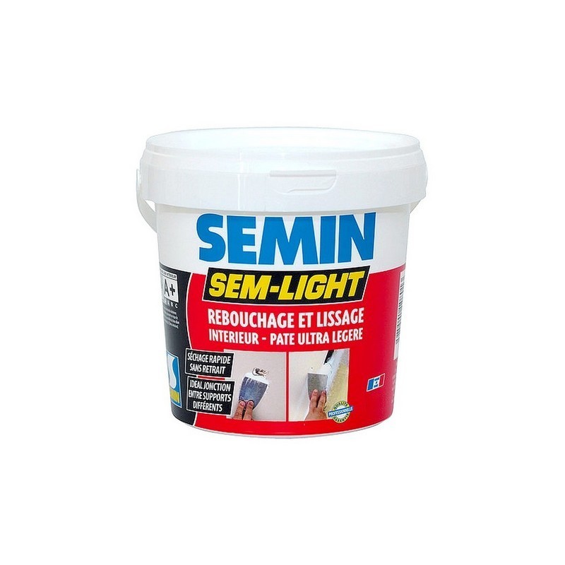 Enduit de rebouchage et lissage SEM-LIGHT Semin (5L) : Prêt à l