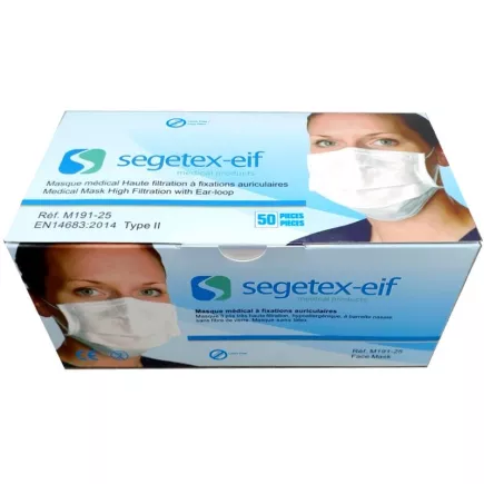 Boite de 50 masques de protections respiratoires SEGETEX médical très haute filtration