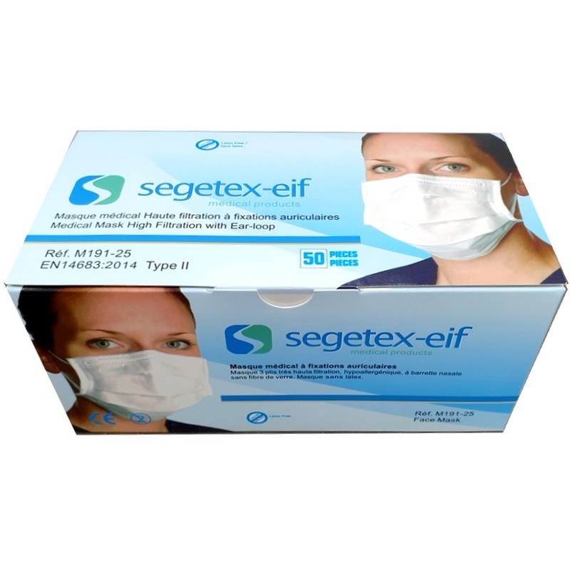 Masque chirurgical 3 couches 50 pcs / Boite - Servi-Clean