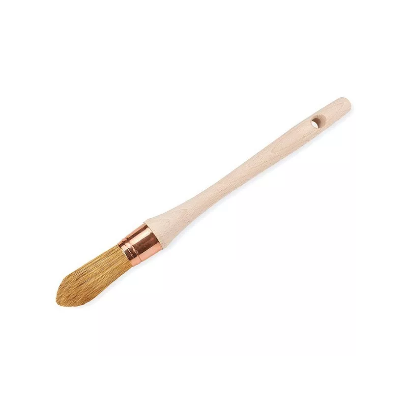 Brosse à rechampir manche bois brut avec virole acier-cuivré et soies