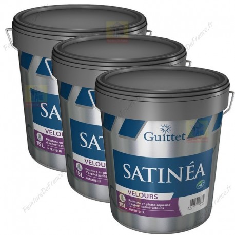 Pack de 3 Peinture GUITTET Satinéa Velours BLANC 15L