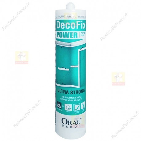Colle ultra forte pour pose de grandes moulures ou surfaces non poreuses ou pièces humides ORAC DecoFix POWER 290 ml