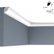 Corniche ORAC CX132 profil arrondi de petite taille, passage délicat entre mur & plafond 2 m
