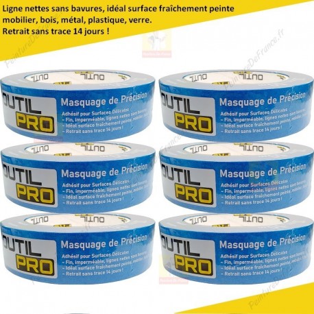 Adhésif masquage de précision OUTIL PRO surfaces délicates 30 mm x 50 m (pack de 6)