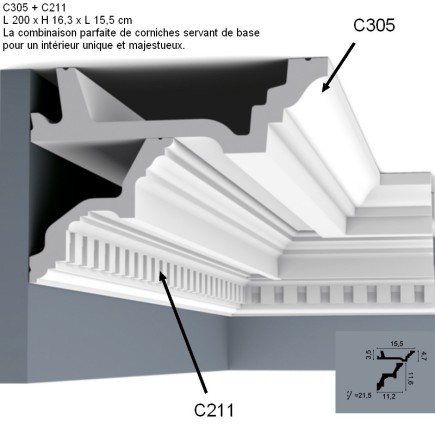 Corniche ORAC C305 combinable, unique et imposants L.2m