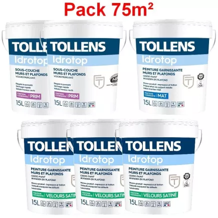 Pack 75m² Peinture TOLLENS Idrotop Professionnelle BLANC