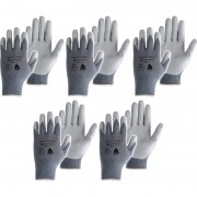 Lot de 5 paires de Gants travaux peinture en polyuréthane gris T10