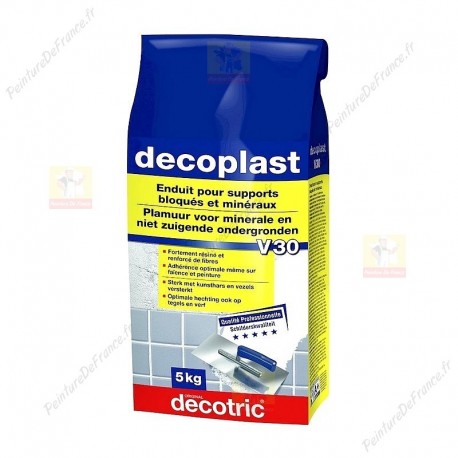 Enduit résiné dur DECOTRIC decoplast V30 résiste aux chocs sur murs et sol 5KG