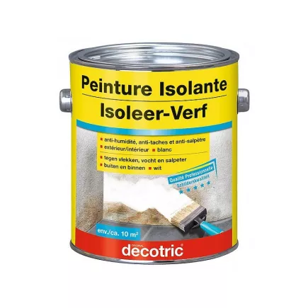 Peinture Isolante DECOTRIC anti-humidité, isole taches d’eau, nicotine, suie et tanin BLANC