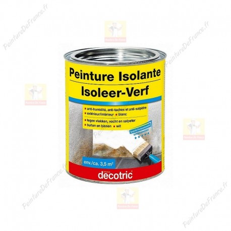 Peinture Isolante DECOTRIC anti-humidité, isole taches d’eau, nicotine, suie et tanin BLANC 750 ML