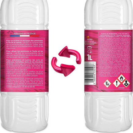 Essence de térébenthine ONYX dilue et accélère le temps de séchage des peintures 1L