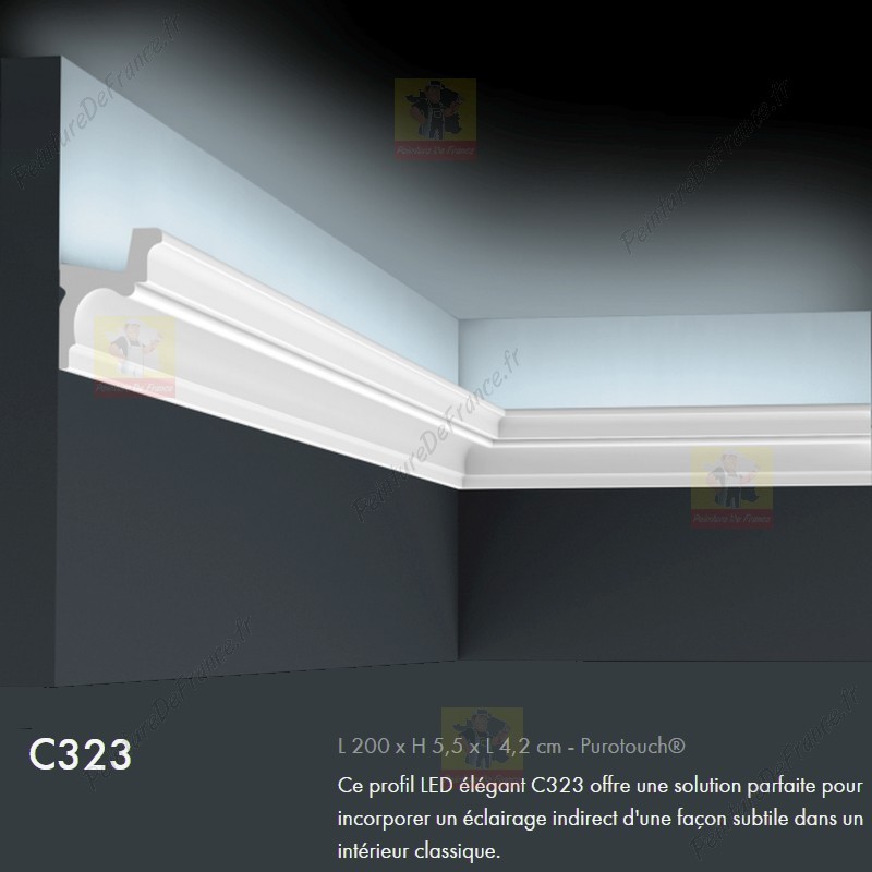 Corniche ORAC C323 profil élégant parfaitement adapté à un éclairage  indirect et subtile L.2m 