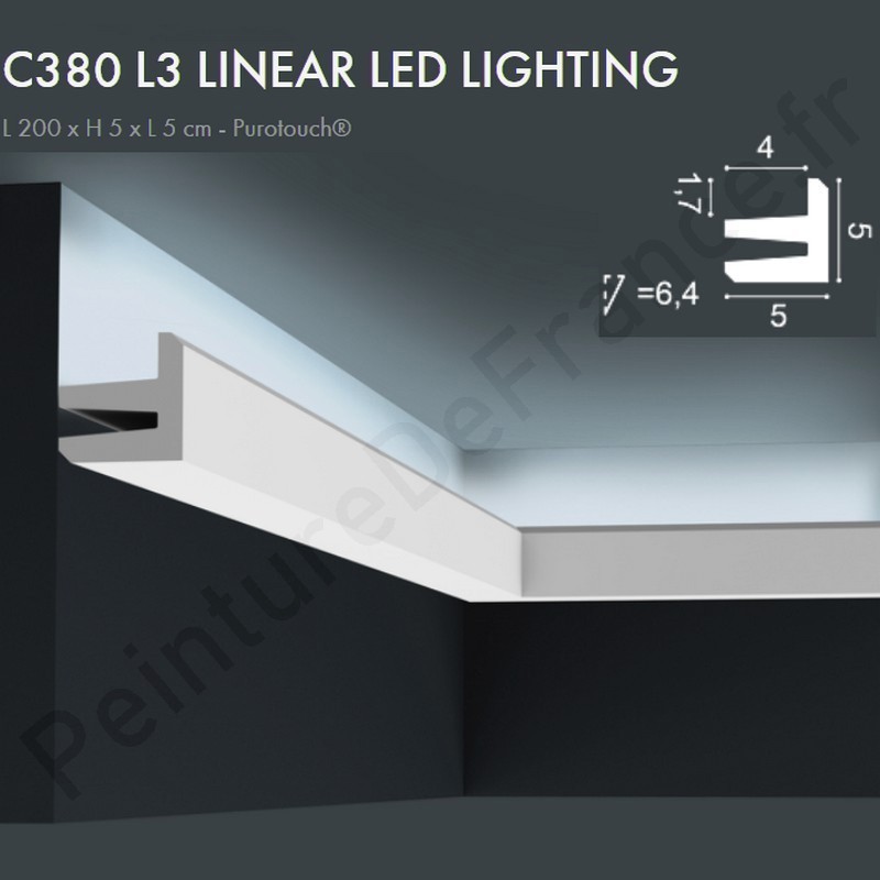 Corniche ORAC C380 L3 LINEAR LED LIGHTING moderne et angulaire L.2m 