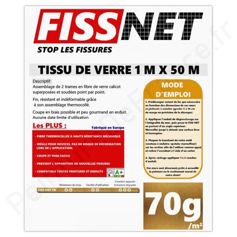 Lot de 2 tissus en fibre de verre pour murs et plafond Semin Fiss Renov -  évite