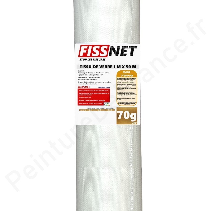 Lot de 2 tissus en fibre de verre pour murs et plafond Semin Fiss Renov -  évite les fissures et renforce les supports - rouleau de 50 x 1 m