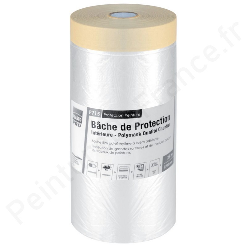 KIT 8 OUTILS Peinture VITO Seau 16L. Film masquage Bâche protection 2  rouleaux Rouleau finition 2 Brosses