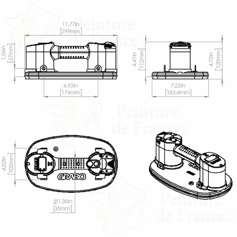 Ventouse électroportative multi-surfaces Grabo PRO avec caisse de