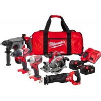 Coffret 5 outils électroportatifs MILWAUKEE M18 + chargeur 12/18V + 2 batteries Red Lithium 5.0 Ah