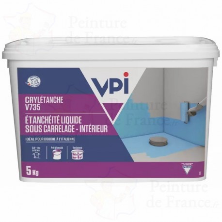 Étanchéité liquide sous carrelage VPI CRYLÉTANCHE V735 SEL idéal pour douche italienne 5KG