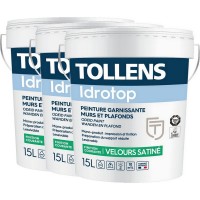 Pack de 3 peintures TOLLENS Idrotop Velours Satiné BLANC 15L