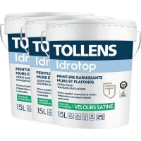 Pack de 3 peintures TOLLENS Idrotop Velours Satinée BLANC 15L