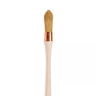 Brosse à rechampir manche bois brut avec virole acier-cuivré et soies