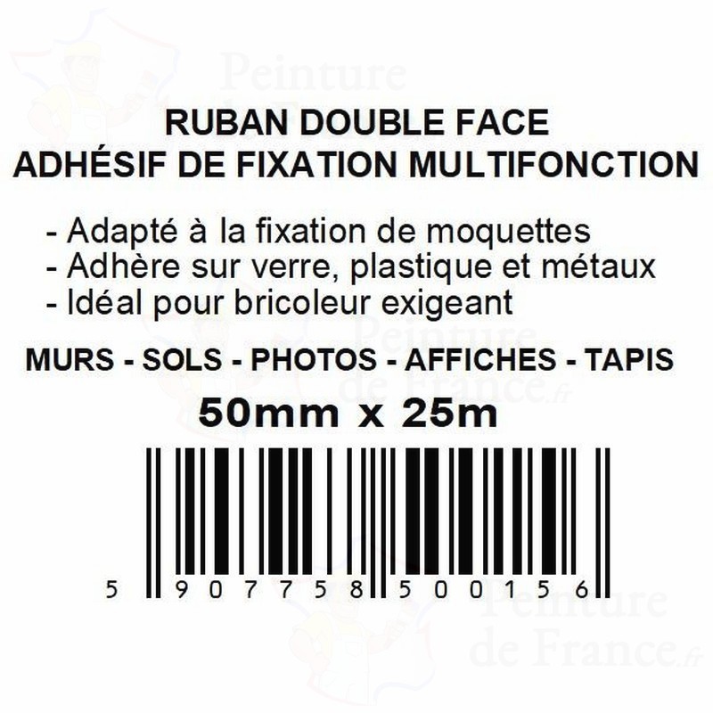 Adhésif Double Face Larg 25 ou 50 mm x 25 ml - Pour Revêtements de Sol