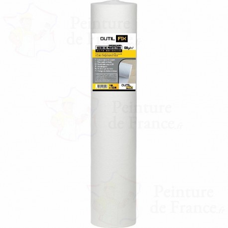 Bâche de protection auto adhésive OUTILFIX 130 g haute adhérence sur escalier et sols 1m x 25m