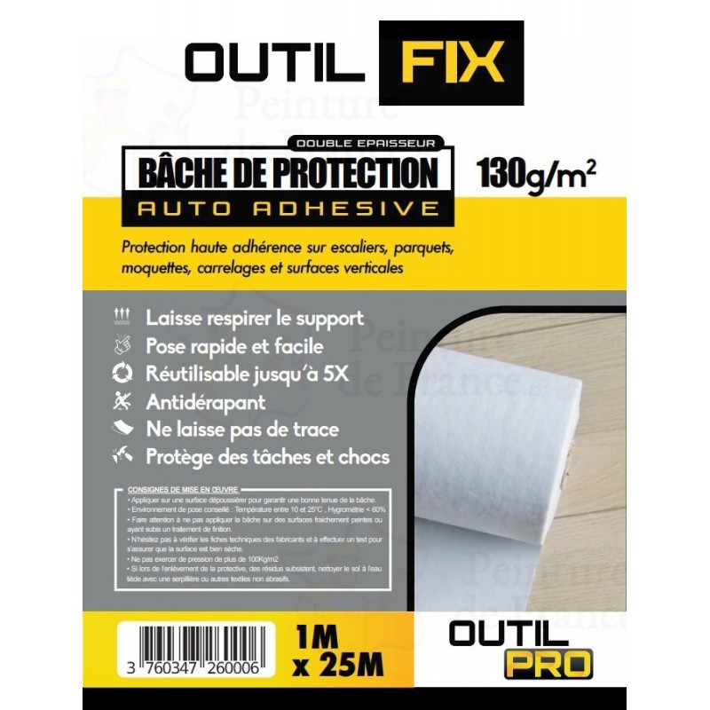 Bâche de protection antidérapante 25m²