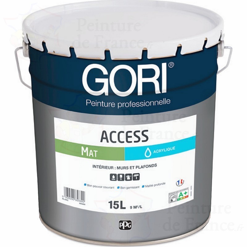 Peinture acrylique GORI Access murs et plafonds MAT Blanc 15L 