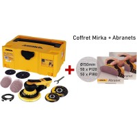 Coffret MIRKA DEROS PRO 5650CV Ponceuse orbitale + tuyau + accessoires 125 & 150 mm + 110 ABRANETs