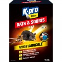 Blocs appât anticoagulant KPRO Choc lutte efficace Contre Rats & Souris 300g (15 x 20g)