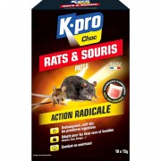 Pâte anticoagulante KPRO Choc action radicale contre rats et souris 150g (10 x 15g)
