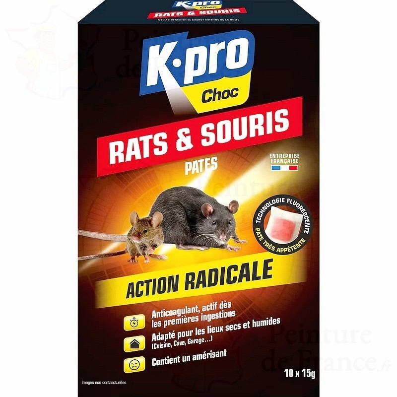Pâte anticoagulante KPRO Choc action radicale contre rats et