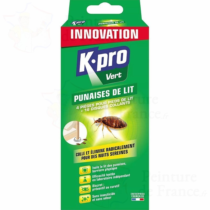 Pièges pieds de lit KAPO barrière contre les punaises de lit sans  insecticide x4 + 16 disques 