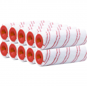 Rouleaux manchons rayés rouge microfibres tissées L.180 surfaces lisses Poils: 10 mm (pack de 10)