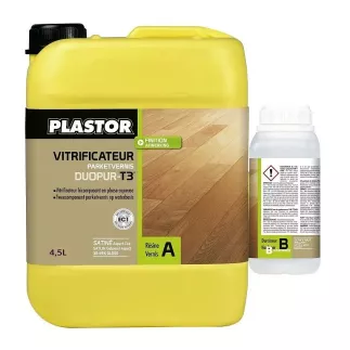 PLASTOR PUR‑T3 Duo - Vitrificateur parquet bicomposant pro, haute protection, trafic intense