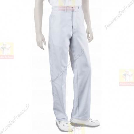 PANTALON DE PEINTRE 60% COTON 40 % POLYESTER 230 g/m² couleur :BLANC-GRIS /  tai