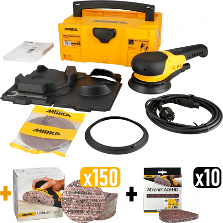 Pack XXL Ponceuse Rotative MIRKA DEROS RS600 + 160 Abrasifs & Coffret de rangement