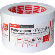 Pare-vapeur adhésif PVC rigide non étirable - jointage panneaux laine de verre et de roche - 75 mm x 66 m
