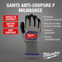 Gants de sécurité anti-coupure niveau F MILWAUKEE protection et dextérité maximale