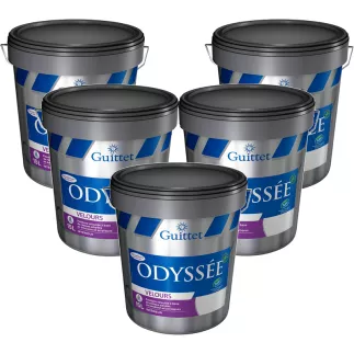 Peinture Odyssée+ Velours blanc 15L - Lessivable, application facile, anti-moisissures​ - Pack x5