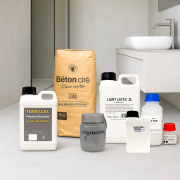 Kit complet béton ciré spécial salle de bain 5m² - vernis polyuréthane, haute protection - SATIN
