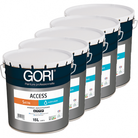 Peinture acrylique GORI Access murs et plafonds Satin Blanc 15L